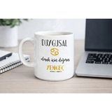 Depomaxx Yengeç Burcu Kupa Bardak | Burç Temalı Seramik Kahve Fincanı | Hediye & Ofis Kupası - Beyaz