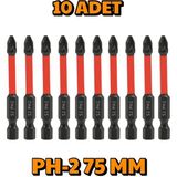 Depomega 10 Adet Ph-2 75 mm Mıknatıslı S2 Çelik Bits Uç Matkap Ucu - Siyah