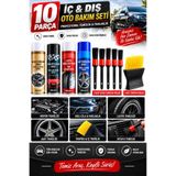DepoMega 10 Parça Full Oto Bakım Seti Motor Jant Lastik Temizleyici Hızlı Cila Torpido ve Detay Fırçası