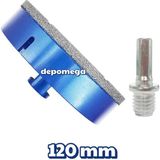 Depomega 120 mm Granit Mermer Seramik Delme Panç Spiral ve Matkap Için Aparatlı M14 - Mavi