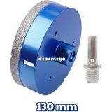 Depomega 130 mm Granit Mermer Seramik Delme Panç Spiral ve Matkap Için Aparatlı M14 - Mavi