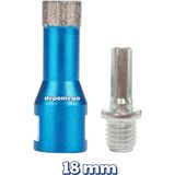 Depomega 18 mm Granit Mermer Seramik Delme Panç Spiral ve Matkap Için Aparatlı M14