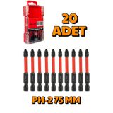 DepoMega 20 Adet PH-2 75 mm Mıknatıslı S2 Çelik Bits Uç Matkap Ucu