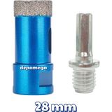 Depomega 28 mm Granit Mermer Seramik Delme Panç Spiral ve Matkap Için Aparatlı M14 - Mavi