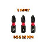 DepoMega 3 Adet PZ-2 25 mm Mıknatıslı S2 Çelik Bits Uç Matkap Ucu