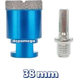 Depomega 38 mm Granit Mermer Seramik Delme Panç Spiral ve Matkap Için Aparatlı M14
