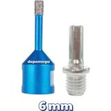 Depomega 6 mm Granit Mermer Seramik Delme Panç Spiral ve Matkap Için Aparatlı M14