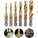 Depomega 6 Parça Delme Havşa Diş Açma Kılavuz Matkap Uç Seti Ahşap Alüminyum Plastik Delme - 0.5 mm, 0.7 mm, 0.8 mm, 1 mm, 1.25 mm, 1.5 mm - Sarı