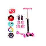 Depomiks Avm 3 Tekerlekli Frenli Led Işıklı Boy Ayarlı Pembe Twist Scooter + Dizlik Dirseklik + Çakar Led Hediye