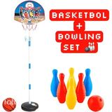Depomiks Avm Ayarlanabilir Basketbol Potası 120 cm + Bowling Set - Açık Mavi