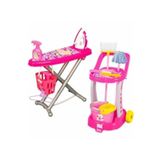 Depomiks Avm Barbie Oyuncak Temizlik Arabası + Barbie Oyuncak Ütü Masası Eğitici Oyuncak Set