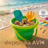 Depomiks Avm Depomiks Yer Kaplamayan Katlanabilir Silikon Kum Kova Kürek Seti Çocuk Deniz Kum Oyuncakları Plaj Seti - Yeşil