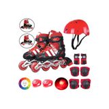 Depomiks Avm Kırmızı Işıklı Teker Ayarlanabilir Çocuk Alıştırma Paten 2 Fonksiyon Çakarlı Kask Dizlik Set