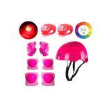 Depomiks Avm Paten Scooter Kaykay Kaskı Çakarlı Çocuk Kask Dizlik Dirseklik Ellik Koruyucu Set Led Işıklı Kask