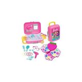 Depomiks Barbie Oyuncak Güzellik Set Bavulum + Sürülebilir Çocuk 3'lü Çilek Makyaj Seti Depomiks