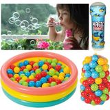 Depomiks Eğlence Paketi: Şişme Tabanlı Bebek Havuzu + 100 Adet Havuz Topu + Köpük Balon Hediyeli! - Sarı
