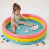 Depomiks Eğlenceli 114 cm Taban Şişme Tabanlı Bebek Havuzu Vinil Unicorn Ailesi - Sarı