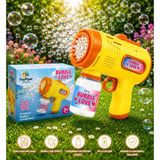 Depomiks Otomatik Pilli Işıklı Köpük Tabancası Otomatik Işıklı Baloncuk Tabanca Bubble Gun Çocuk Oyuncağı - Açık Turuncu