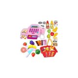 Depomiks Oyuncak Yazar Kasa Pilli Sesli Barkod Okuyuculu + Market Sepeti + Kesilebilen Meyve Sebze Set