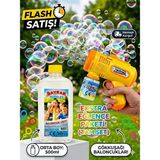 Depomiks Pilli Işıklı Köpük Tabancası + 500 ml Baloncuk Likiti - Sarı