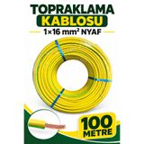 DepoTronik 1x16 mm² NYAF Topraklama Kablosu 100 Metre Yeşil Sarı Esnek Kablo