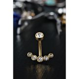 depozoom Beş Taşlı Mod Altın Göbek Cerrahi Çelik Piercing