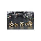 depozoom Cerrahi Çelik Kıkırdak Tragus Zirkon Taş 5'li Set Piercing Gold
