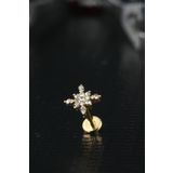 depozoom Kuzey Yıldızı Kristal Zirkon Altın Ab Tragus Cerrahi Çelik Piercing