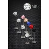 depozoom Şambala 316L Cerrahi Celik Labret Piercing Gümüş