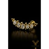 depozoom Sıralı Kristal Damla Altın Helix Conch Kıkırdak Cerrahi Çelik Piercing