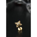 depozoom Tek Taş Kuzey Yıldızı Kristal Zirkon Altın Tragus Cerrahi Çelik Piercing