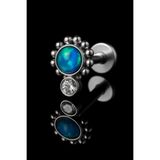 depozoom Titanyum Flatback Tragus Helix Conch Flat kıkırdak OPAL Piercing 100%TT-20
