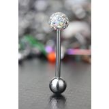 depozoom Yeni Sezon 316L Cerrahi Çelik KristalAB Şambala Dil Piercing