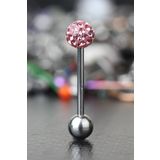 depozoom Yeni Sezon 316L Cerrahi Çelik Pembe Şambala Dil Piercing