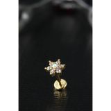 depozoom Zirkon Kristalab Papatya Altın Tragus Cerrahi Çelik Piercing