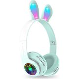Deppo Trend 6 Saat Uzun Kullanım Micro Sd/bluetooth Tavşan Kulak Renkli Işıklı Rgb Kulaküstü Kablosuz Kulaklık - Turkuaz