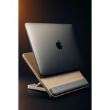 Deppo Trend Bileklik Destekli Yükseltilebilir/ayarlanabilir Notebook/tablet/ipad/macbook Uyumlu Ahşap Stand - DT-AhşapSilikonDetaylıStand