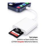 Deppo Trend iPhone 14/13/12/11/Se/X/8/7/Mini/Plus/Pro/Pro Max Uyumlu Lightning To SD/Micro SD/TF Card Reader Kart Okuyucu Çevirici Dönüştürücü Adaptör