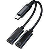 Deppo Trend iPhone 15 Pro 15 Plus 15 Pro Max Samsung Xiaomi Uyumlu Type-C Kulaklık Çevirici Şarj Dönüştürücü Örgü Kablo Bluetooth Gerektirmez - Siyah