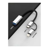Deppo Trend iPhone X/11/12/13/14/15/16 Plus/17 Air/17 Pro Max Uyumlu Type-C/Lightning To USB Çevirici OTG/HUB