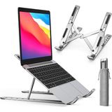 Deppo Trend Kademeli Ayarlanabilir Metal Laptop Standı Gümüş Renkli Hafif Katlanabilir Tablet Tutucu - Taşıma Çantalı Laptop Standı