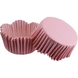 Depposite Cupcake Kalıbı Pet Kapsül Dalgalı Kek Kalıbı 65X38 mm - 100 Adet Pembe Küçük Puanlı 3.8 cm