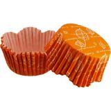 Depposite Cupcake Kalıbı Pet Kapsül Dalgalı Turuncu Yaprak Desenli Kek Kalıbı 65X38 mm - 100'LÜ 3.8 cm