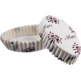 Depposite Cupcake Kalıbı Pet Kapsül Oval Sarmaşık Desenli Kek Kalıbı - 100'LÜ F11 2x8.5x4.6 cm