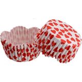 Depposite Dalgalı Cupcake Kalıbı 65 x 38 mm 100'lü Beyaza Sık Kalp Desen 3,8 cm