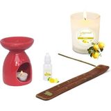 Depposite Limon Kokulu Set Kırmızı Buhurdanlık Tütsü ve Mum - 1 Adet