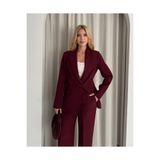 deqfashion Kadın Bordo Blazer Ceket Pantolon Takım | Ofis & Şık Takım Elbise