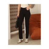 deqfashion Kadın Siyah Paçası Kesik Boy Fit Jean Kot Pantolon