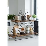 DEQQU Apex 50x16x50cm Ahşap Metal İki Katlı Tezgah Üstü Mutfak Rafı Banyo Rafı Baharatlık