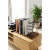 DEQQU Base 50x32x26 cm Ahşap Tabanlı Metal Telli Dekoratif Plaklık Plak Düzenleyici Organizer